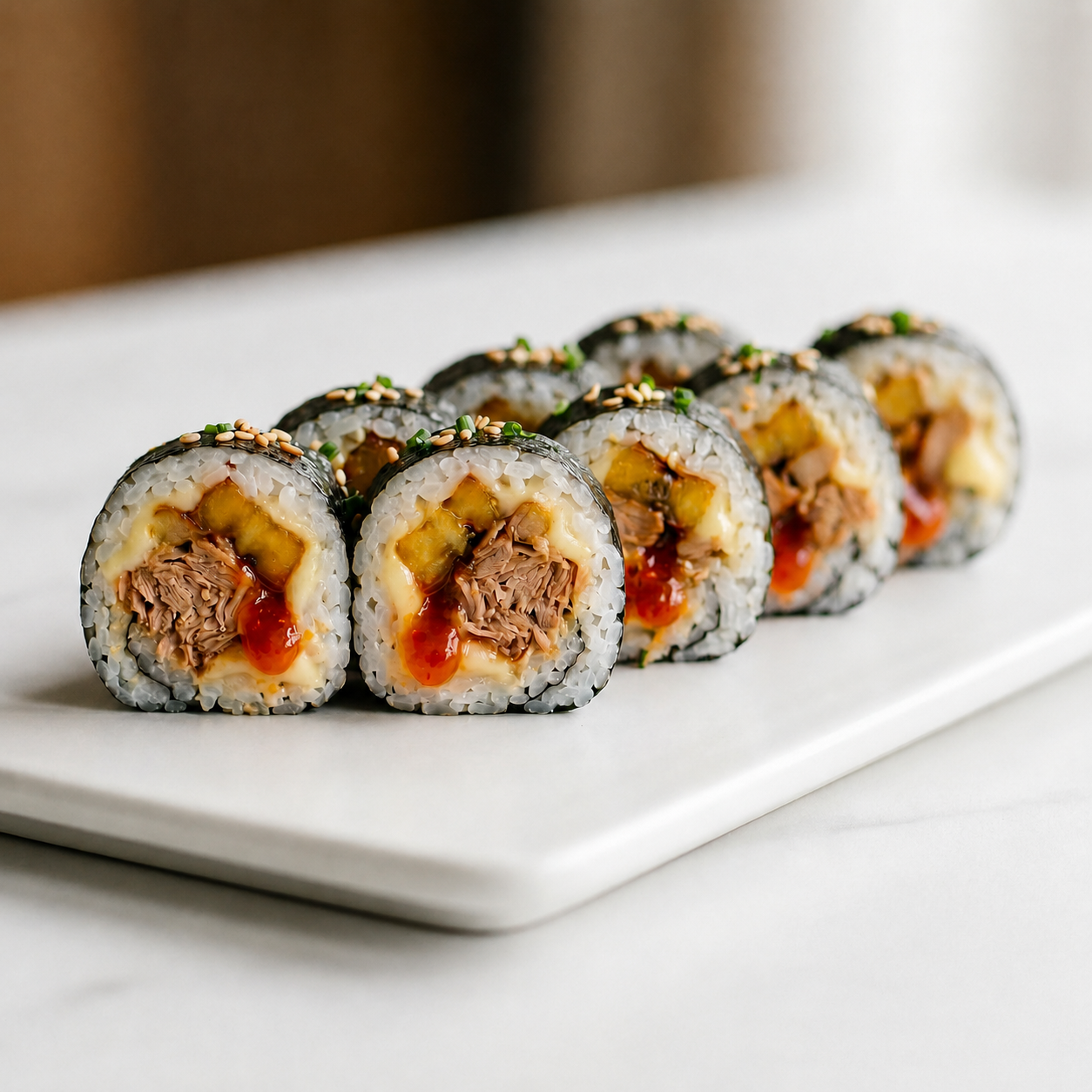 Cerdo Gordo — roll de cerdo desmechado, plátano maduro y queso